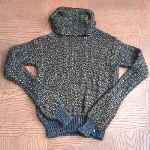 RACHEL ROY Womens Grey & Gold Cable Knit Cowl Neck Sweater